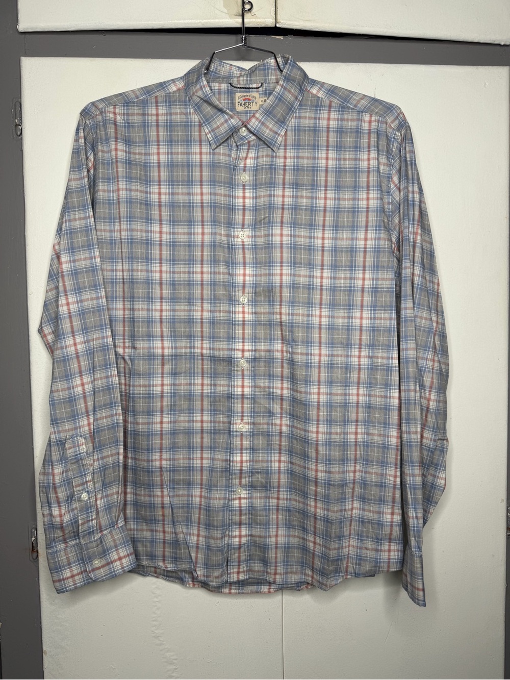 Faherty Men's The Movement Long Sleeve Button Shirt XL Marin Coast Plaid Red Blu